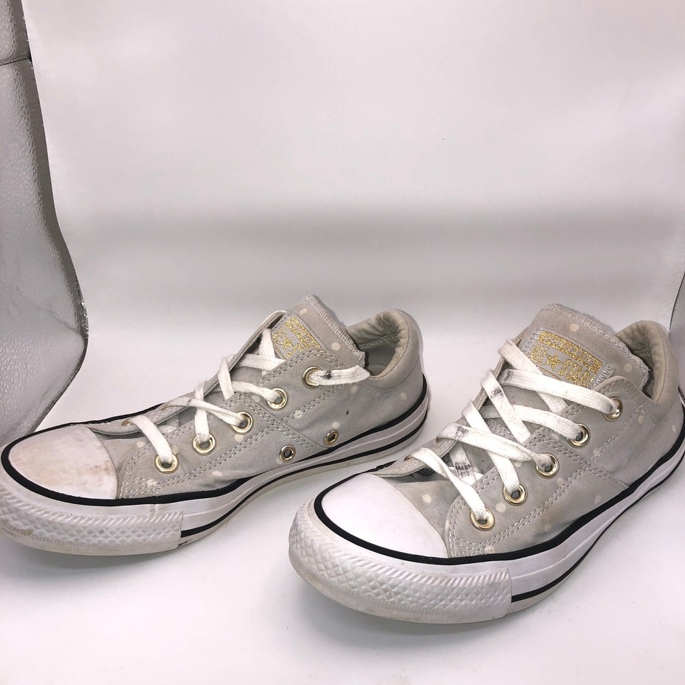 Converse Chuck Taylor All Star Low Grey Polka Dot Gold Glitter Sneaker 560689C 6 - Picture 2 of 6